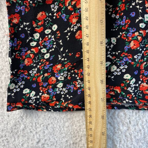 Zara Top Blouse Women's Size M Ribbon Floral Print Long Sleeve Collared - Picture 9 of 12